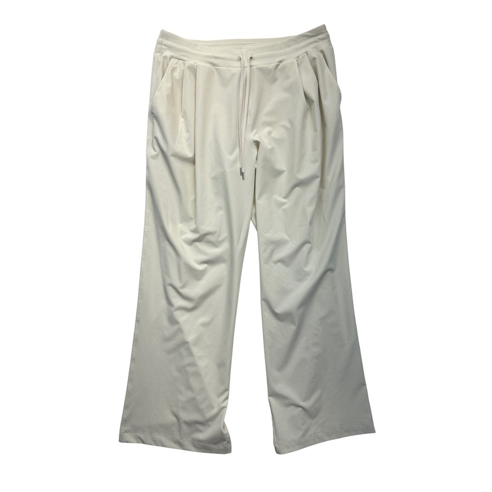CALIA Pants Womens XL Cream Wide Leg Drawstring Pleated Performance Trousers